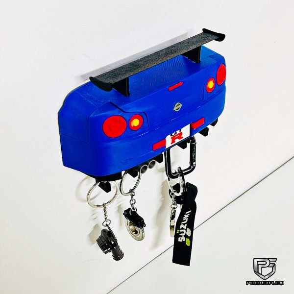 Nissan Skyline R34 GT-R Inspired Keychain Hanger | 3D Wall Mount | 5 Hooks Organizer