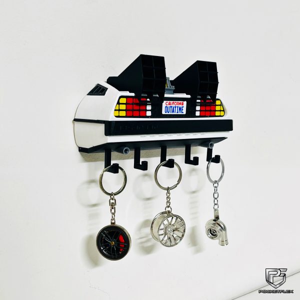 DeLorean-Inspired Flux Keychain Hanger | 3D Wall Mount | 5 Hook Organizer