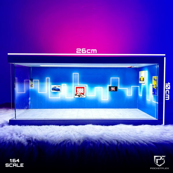 Diorama Garage 1:64 - Neon Blue Themed Showroom Edition