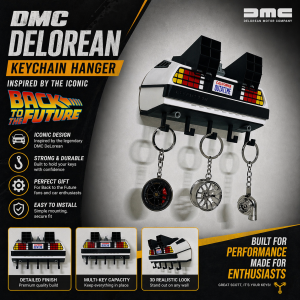 DeLorean-Inspired Flux Keychain Hanger | 3D Wall Mount | 5 Hook Organizer