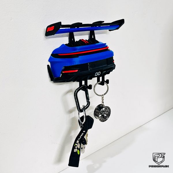 Porsche 911 GT3 RS Keychain Hanger | 3D Wall Mount | 4 Hooks Organizer