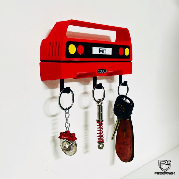 Ferrari F40-inspired Keychain Hanger | 3D Wall Mount | 3 Hook Organizer