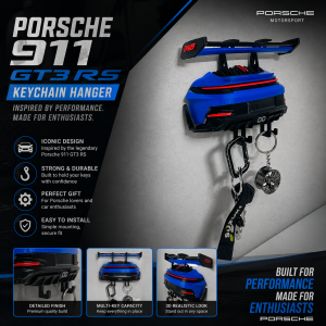 Porsche 911 GT3 RS Keychain Hanger | 3D Wall Mount | 4 Hooks Organizer