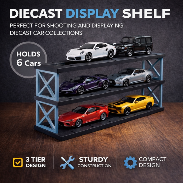 PocketFlex Truss-Tower 6 | 3-Tier 1:64 Diecast Showroom & Photography Rack