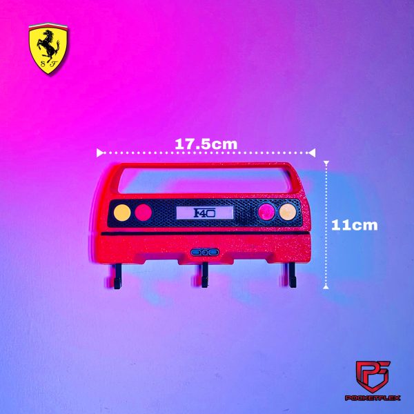 Ferrari F40-inspired Keychain Hanger | 3D Wall Mount | 3 Hook Organizer