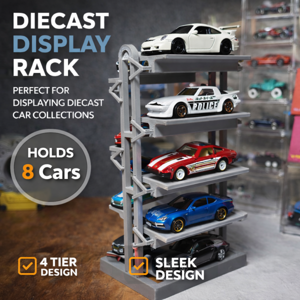 PocketFlex Sky-Rise | 8-Tier Vertical Diecast Display Rack (1:64 Scale)