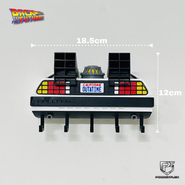 DeLorean-Inspired Flux Keychain Hanger | 3D Wall Mount | 5 Hook Organizer
