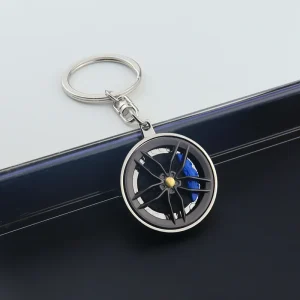 Rotary Alloy wheel keychain | Mini Turbine Rim design | BLUE