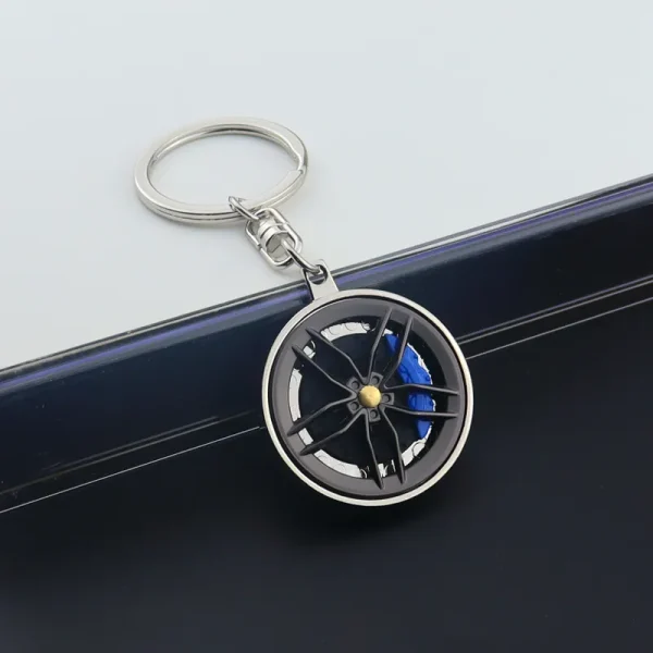 Rotary Alloy wheel keychain | Mini Turbine Rim design | BLUE