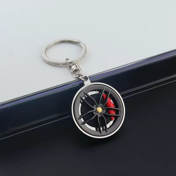 Rotary Alloy wheel keychain | Mini turbine rim design | RED