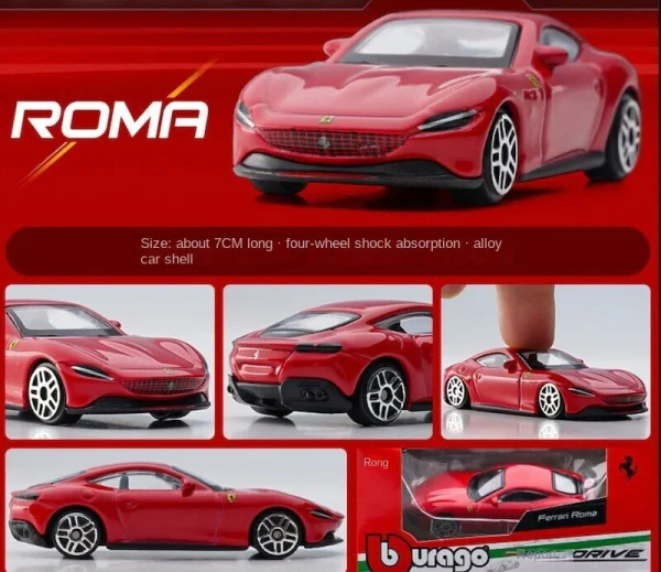 Bburago 1:64 Ferrari Roma | Silver Race&Play | Boxed