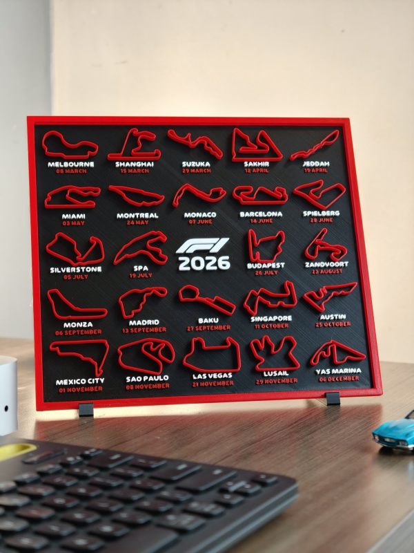 2026 F1 Season Circuit Calender | 3D Printed Race Track Wall & Desk Art