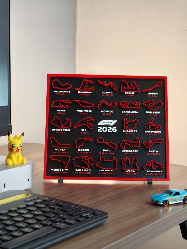 2026 F1 Season Circuit Calender | 3D Printed Race Track Wall & Desk Art