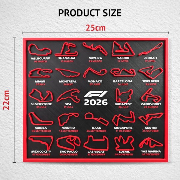 2026 F1 Season Circuit Calender | 3D Printed Race Track Wall & Desk Art