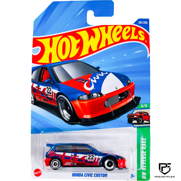 Hot Wheels | HONDA CIVIC CUSTOM | 5/5 & 201/250 - RED & BLUE