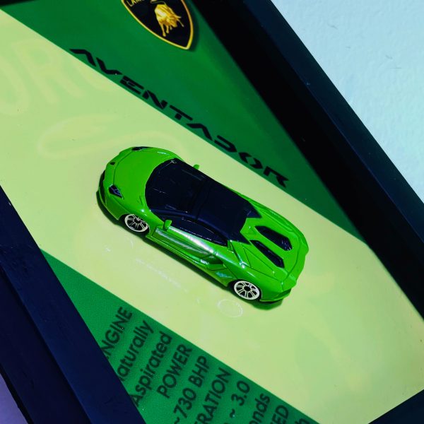 Lamborghini Aventador Roadster | PREMIUM 3D DIECAST SHADOW BOX FRAME | 1:64 Scale - GREEN