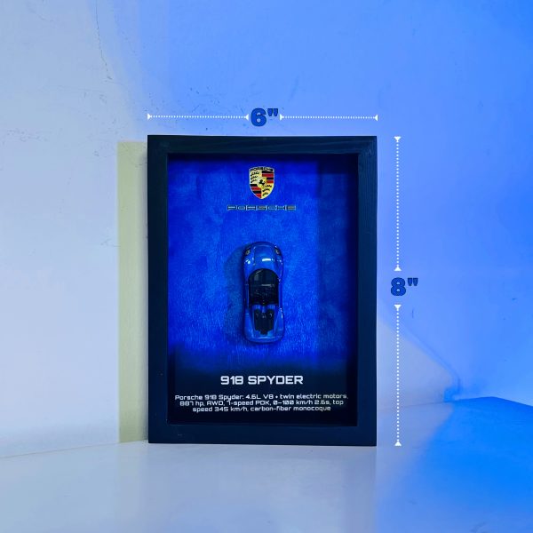 Porsche 918 SPYDER | PREMIUM 3D DIECAST SHADOW BOX FRAME | 1:64 - BLUE