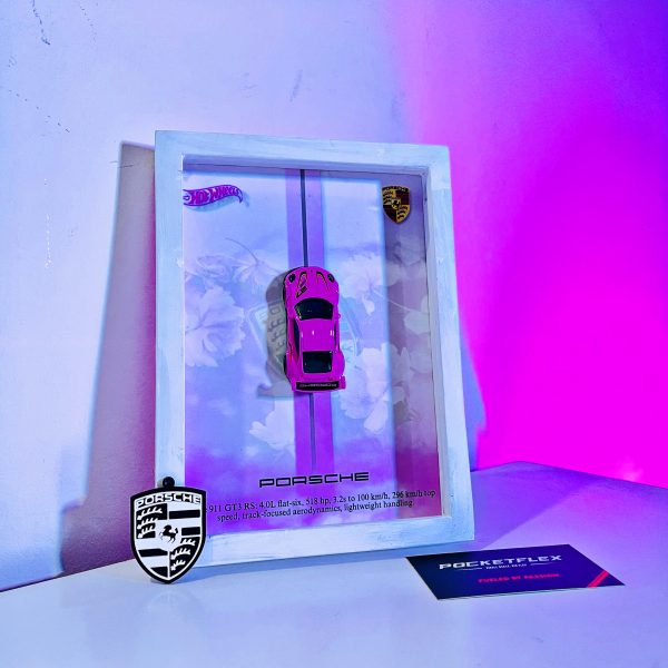 Porsche 911 GT3 RS | PREMIUM 3D DIECAST SHADOW BOX FRAME | 1:64 SCALE - PINK