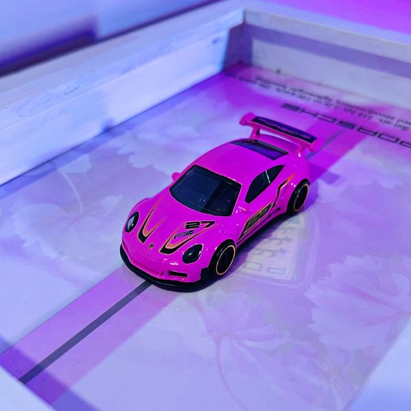 Porsche 911 GT3 RS | PREMIUM 3D DIECAST SHADOW BOX FRAME | 1:64 SCALE - PINK