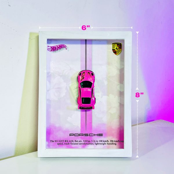 Porsche 911 GT3 RS | PREMIUM 3D DIECAST SHADOW BOX FRAME | 1:64 SCALE - PINK