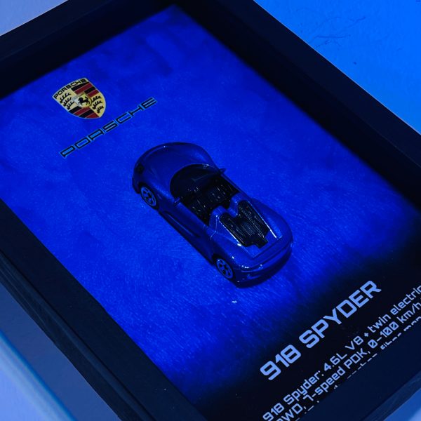 Porsche 918 SPYDER | PREMIUM 3D DIECAST SHADOW BOX FRAME | 1:64 - BLUE