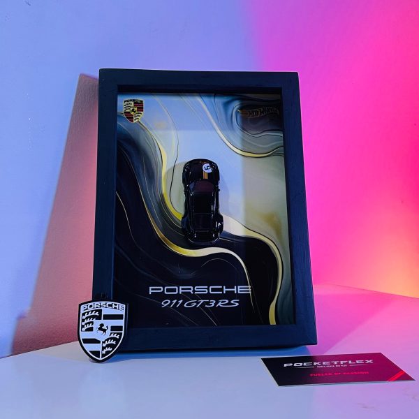 Porsche 911 GT3 RS | PREMIUM 3D DIECAST SHADOW BOX FRAME | 1:64 SCALE - BLACK