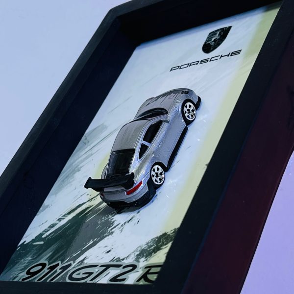 Porsche 911 GT2 RS | PREMIUM 3D DIECAST SHADOW BOX FRAME | 1:64 SCALE - SILVER