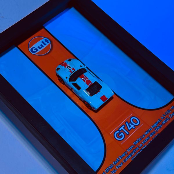 Gulf Ford GT40 (LeMans Edition) | PREMIUM 3D DIECAST SHADOW BOX FRAME | 1:64