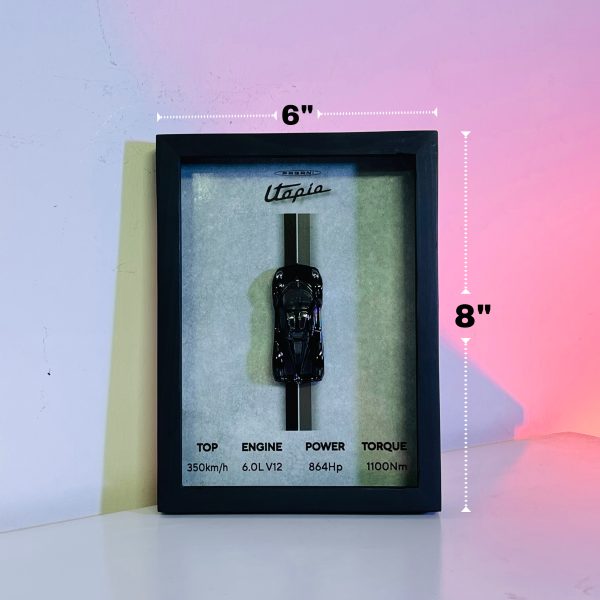 Pagani Utopia | PREMIUM 3D DIECAST SHADOW BOX FRAME | 1:64 SCALE - BLACK