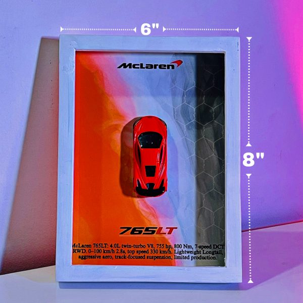 McLaren 765lt | PREMIUM 3D DIECAST SHADOW BOX FRAME | 1:64 SCALE - ORANGE