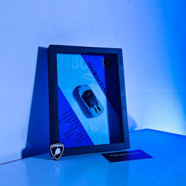 Lamborghini Aventador Roadster | PREMIUM 3D DIECAST SHADOW BOX FRAME | 1:64 SCALE - BLUE