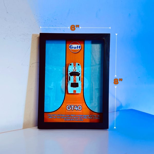 Gulf Ford GT40 (LeMans Edition) | PREMIUM 3D DIECAST SHADOW BOX FRAME | 1:64