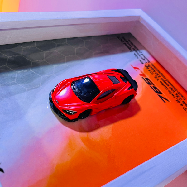 McLaren 765lt | PREMIUM 3D DIECAST SHADOW BOX FRAME | 1:64 SCALE - ORANGE
