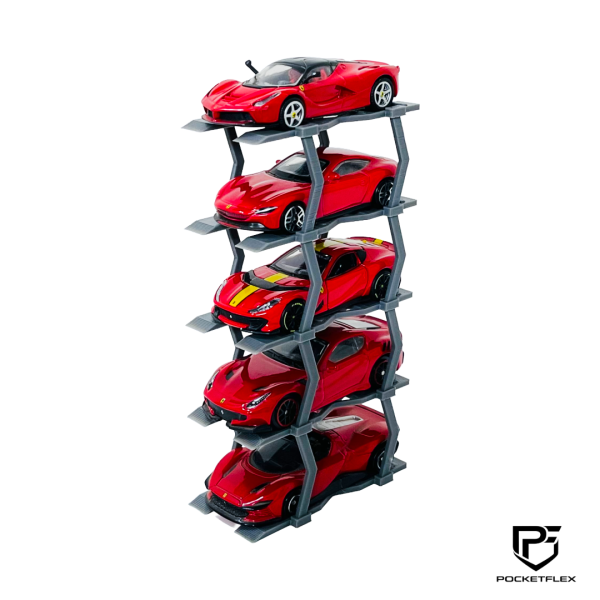 5-Tier 1:64 Diecast Display Rack | Minimalist Vertical Holder for Hot Wheels & Mini GT Collections